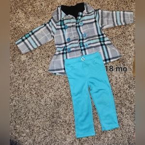 Girls jacket, matching pants and black long sleeve turtle neck shirt.